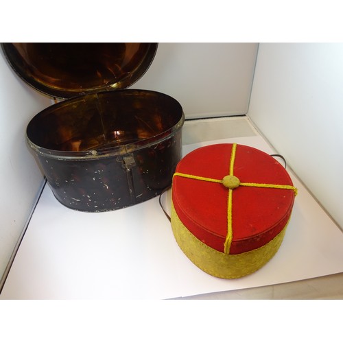 276 - A senior NCO's pill box hat of the 8th Hussars, scarlet with yellow lace, the lining with maker's st... 