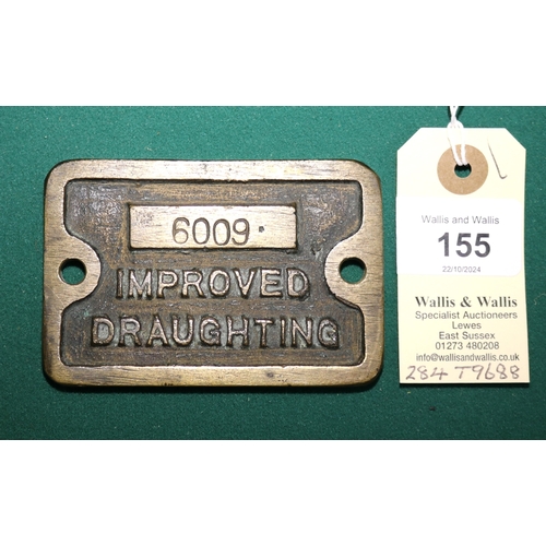 155 - A rare small brass plaque relating to BR ex GWR King Class 4-6-0 Tender Locomotive, RN 6009, King Ch... 