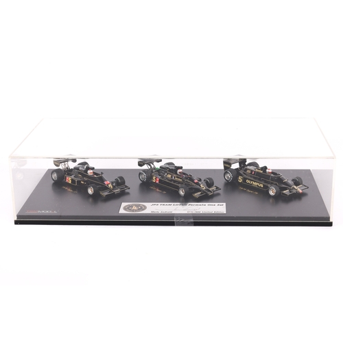 102 - A 1:43 scale TSM Model Scale Miniatures Signature Series, JPS Team Lotus 3-vehicle set - Type 77, 78... 