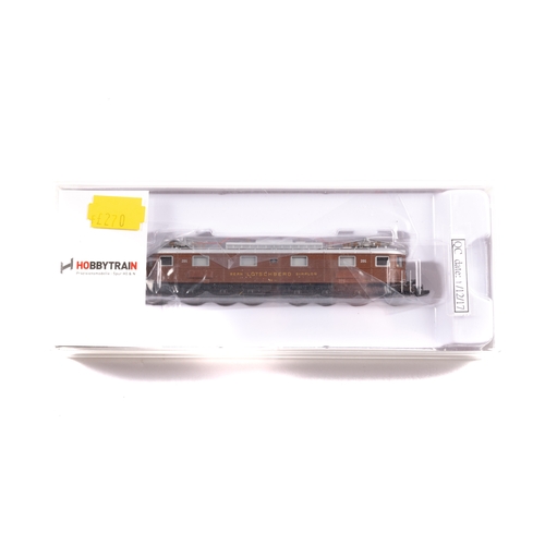 114 - HOBBYTRAIN N gauge BLS Ae 6/8 205 electric locomotive (H10182). In brown and silver livery of Bern S... 