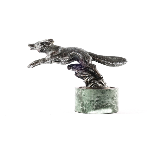 14 - A running Fox mascot in nickel plated bronze C.1920's. Maker not established. Mounted on a swivel ba... 