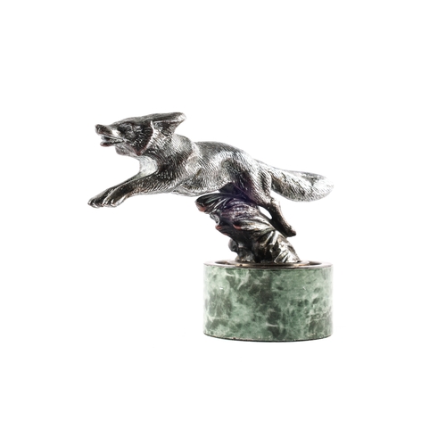 14 - A running Fox mascot in nickel plated bronze C.1920's. Maker not established. Mounted on a swivel ba... 