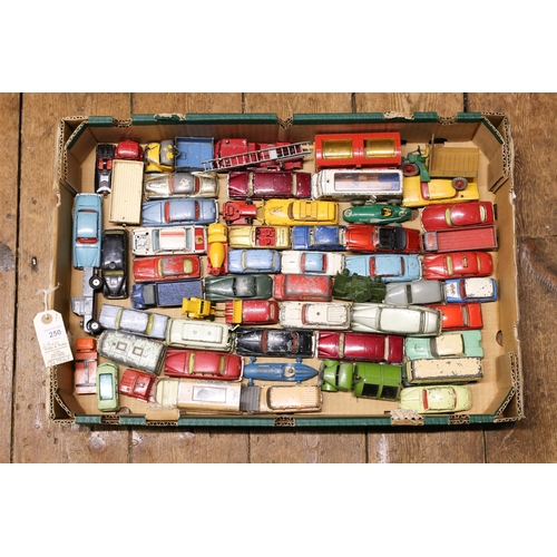 250 - A quantity of play worn diecast, Contains mainly  Corgi, Matchbox, Dinky, Cars, vans, trucks, lorrie... 