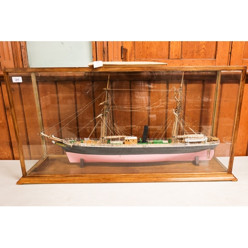 271 - A fine scale model of a 1860's brig rigged steamer SS Tzsru. One of many small cargo ships made to n... 