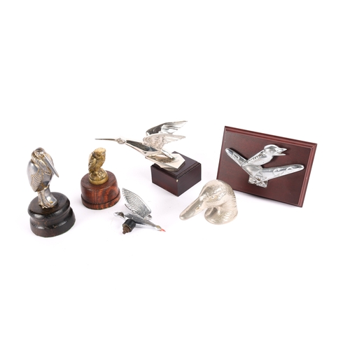 31 - 6 vintage Bird related car mascots, bonnet ornaments, Includes a possibly reproduction Humber Super ... 