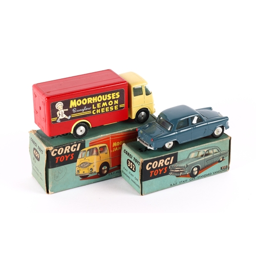 313 - 2 Corgi Toys. E.R.F. Model 44G Moorhouses Van (459). Pale yellow cab and chassis with red body, MOOR... 