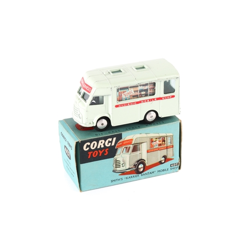 319 - Corgi Toys Smith's Karrier Bantam Mobile Shop (407). In pale green HOME SERVICES livery, with red/wh... 