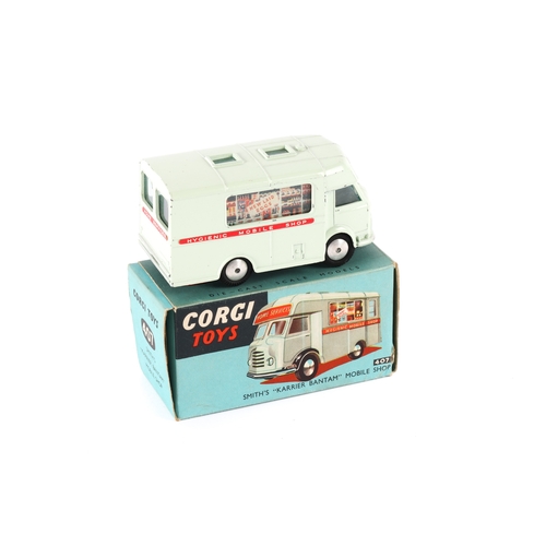 319 - Corgi Toys Smith's Karrier Bantam Mobile Shop (407). In pale green HOME SERVICES livery, with red/wh... 