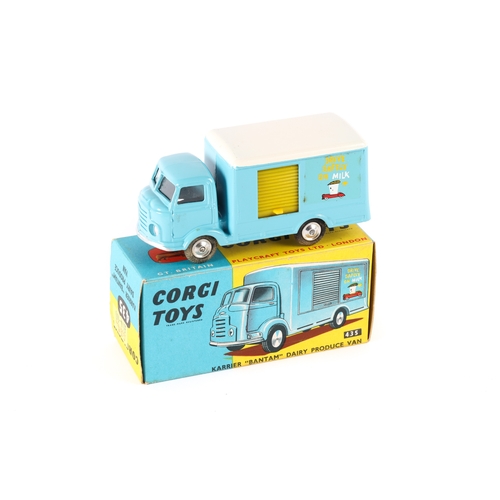 323 - Corgi Toys Karrier Bantam Dairy Produce Van (435). In light blue with white roof, Drive Safely On Mi... 