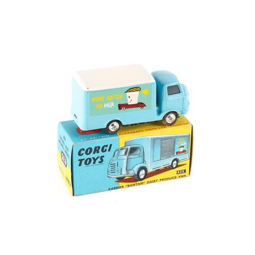 323 - Corgi Toys Karrier Bantam Dairy Produce Van (435). In light blue with white roof, Drive Safely On Mi... 