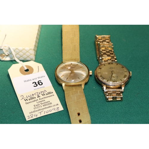 36 - A vintage 9ct gold gents wrist watch 