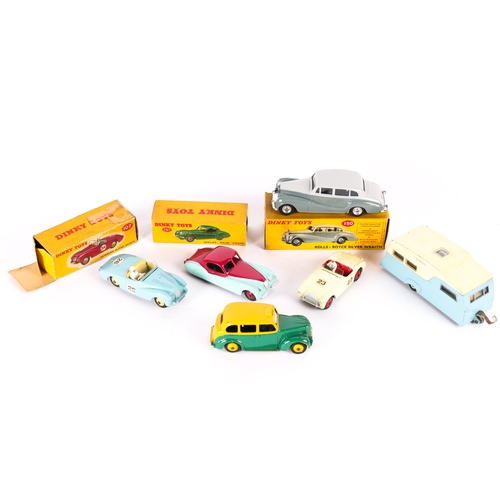 365 - 6 Dinky Toys. Sunbeam Alpine Sports (107). In light blue with cream interior, with driver, RN26. Rol... 