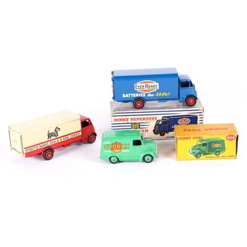 385 - 3 Dinky Toys. 2 Supertoys Guy Vans, a (918) in blue Ever Ready livery, boxed, some age wear. Plus an... 