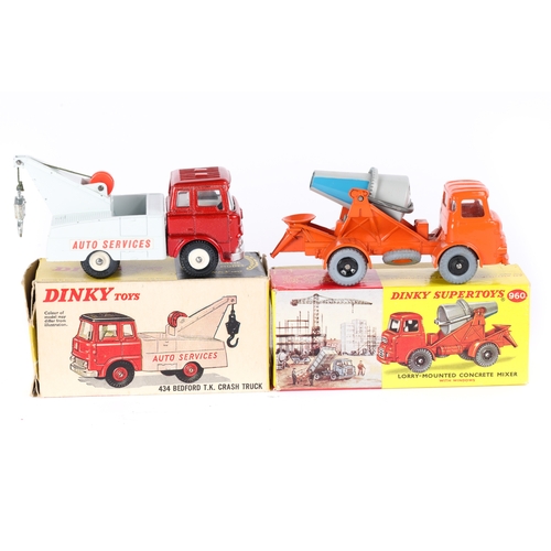 398 - 2 Dinky Toys. A scarce Bedford T.K. Crash Truck (434). An example with metallic red cab with white i... 