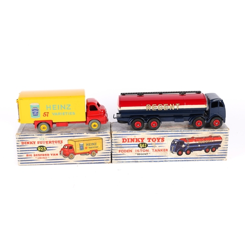 400 - 2 Dinky Toys. Foden 14-Ton Tanker (942). In Regent blue, red and white livery. Together with Superto... 