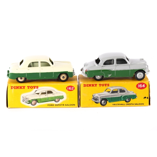 403 - 2 Dinky Toys. Ford Zephyr Saloon (162) example in dark green and cream with beige wheels. Plus a Vau... 