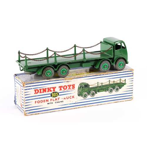 408 - Dinky Supertoys Foden Flat Truck with chains (905). A 2nd type FG example, cab, chassis and body in ... 