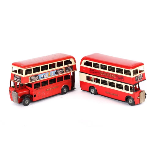 418 - 2 Tri-ang Minic London Transport Double Decker Buses 60M. An example in red with cream upper and low... 