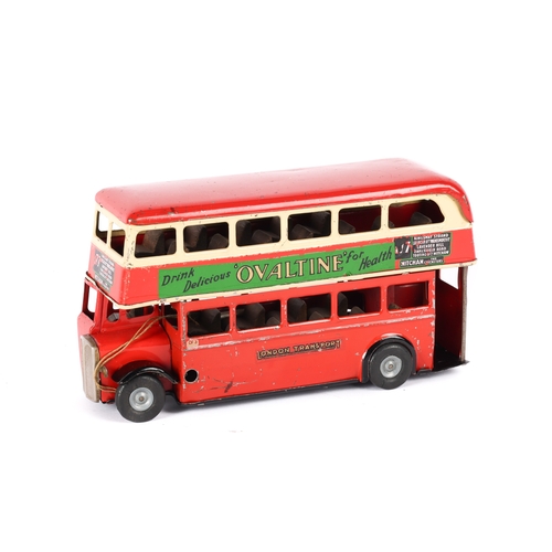 419 - 2 Tri-ang Minic. A London Transport Double Decker Bus 60M. Example in red with cream upper window su... 