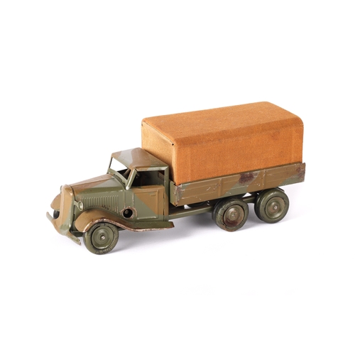 421 - 2 scarce Tri-ang Minic Pre-War Vehicles. A Six Wheel Army Canvas Tilt Lorry 69M CF. A 6 wheeled lorr... 