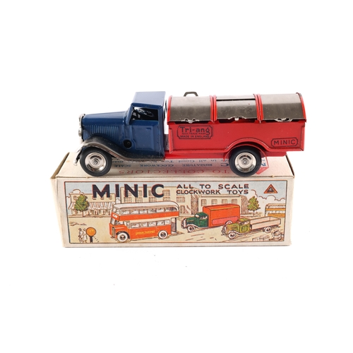 422 - Tri-ang Minic clockwork Dust Cart 32M. A seldom seen example with a dark blue cab, plated wings and ... 