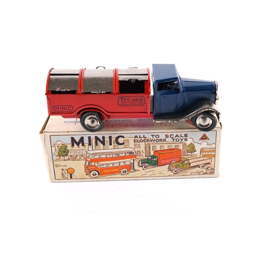 422 - Tri-ang Minic clockwork Dust Cart 32M. A seldom seen example with a dark blue cab, plated wings and ... 