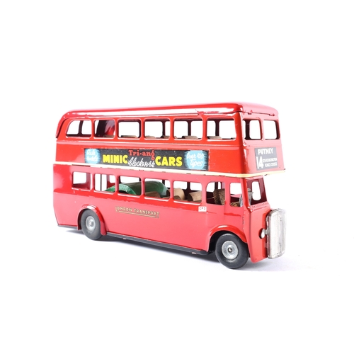 433 - A late issue Tri-ang Minic friction powered double decker bus 60M. A 'push-and-go' example in red Lo... 