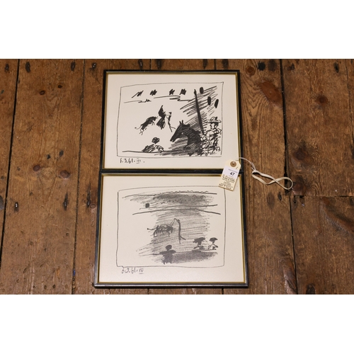 47 - 2 PICASSO framed lithograph prints, These were purchased from the London Graphic Art Associates, on ... 