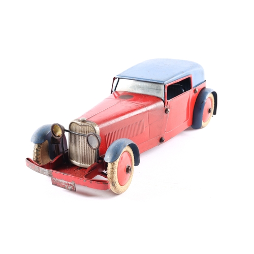 473 - A scarce 1930's No.1 Meccano Constructor Car. An example made as a saloon coupe. In red with blue se... 