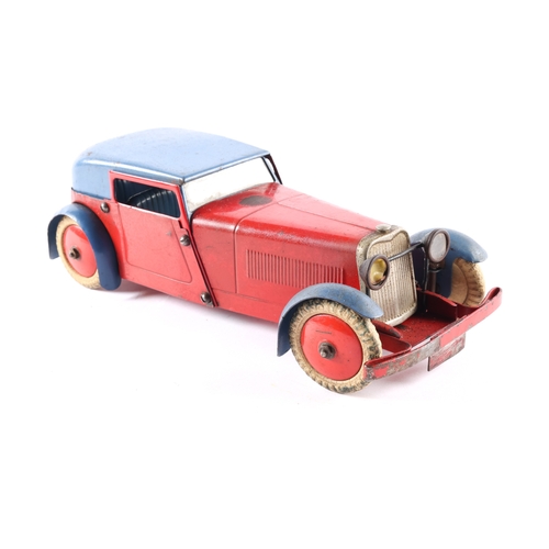 473 - A scarce 1930's No.1 Meccano Constructor Car. An example made as a saloon coupe. In red with blue se... 