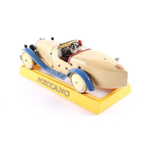 479 - A rare 1930's No.2 Meccano Constructor Car. A boat tail example in cream with blue mudguards, red se... 