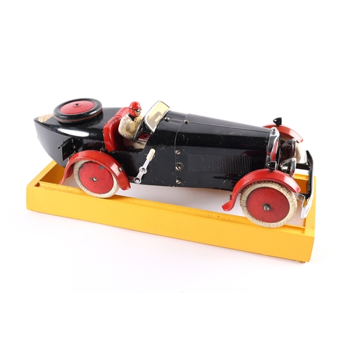 480 - A rare 1930's No.2 Meccano Constructor Car. A short wheelbase boat tail example in black with red mu... 