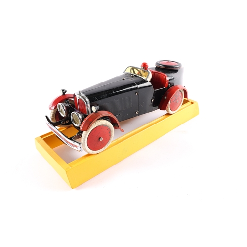 480 - A rare 1930's No.2 Meccano Constructor Car. A short wheelbase boat tail example in black with red mu... 