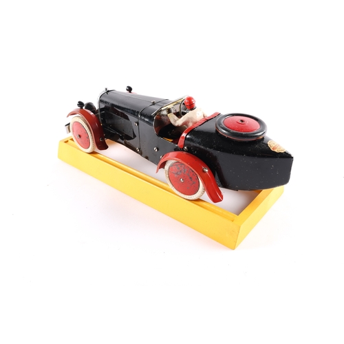 480 - A rare 1930's No.2 Meccano Constructor Car. A short wheelbase boat tail example in black with red mu... 