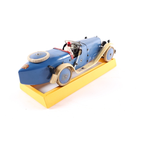 481 - A rare 1930's No.2 Meccano Constructor Car. A boat tail example in blue with cream mudguards/running... 