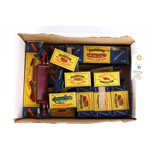 82 - 11 Matchbox Series. 3x Accessory Packs No.3 Garage. One with blue doors! possibly well repainted. A ... 