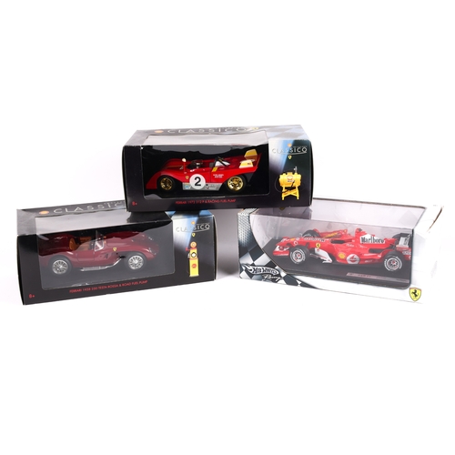 88 - 3 1:18 scale Ferrari Competition Cars. Hotwheels Racing 248 F1. 'Practice Crash' example with M. Sch... 