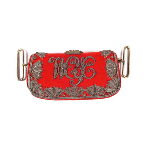 177 - A Victorian officer's scarlet pouch of the Westmorland and Cumberland Yeomanry Cavalry, GC (the back... 