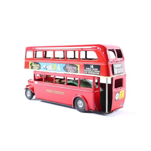 321 - A late issue Tri-ang Minic friction powered double decker bus 60M. A 'push-and-go' example in red Lo... 