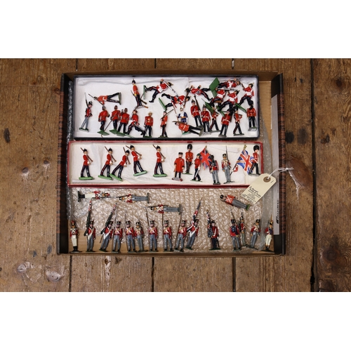 109 - 100+ Lead and white metal soldiers By Britains and other makers. Mounted and foot in various regimen... 