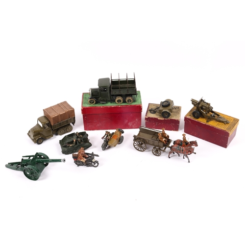 117 - 4 Britains military vehicles plus other items. A British Army 10-Wheel Covered Tender No.1432, with ... 