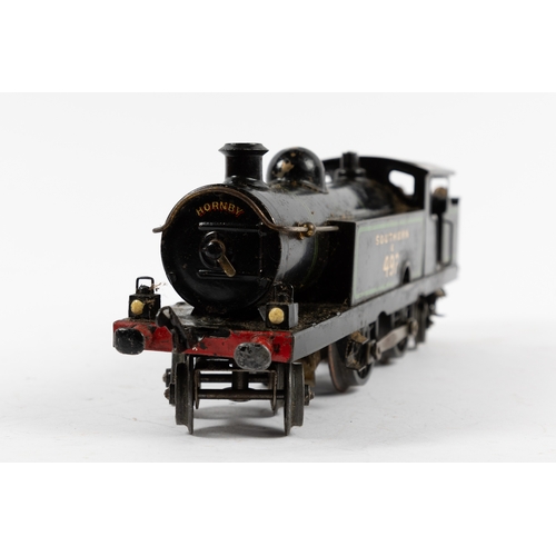 171 - Hornby O gauge No.2 Clockwork 4-4-4 tank locomotive, E492, in green lined black  Southern livery.  G... 