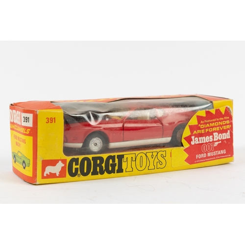 239 - Corgi Whizzwheels Diamonds Are Forever James Bond Ford Mustang (391). In bright red with black plast... 