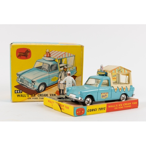 246 - Corgi Toys Wall's Ice Cream Van on Ford Thames (447). In light blue and cream Wall's livery. Complet... 