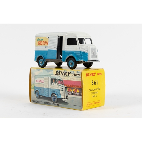 256 - French Dinky Toys Camionnette Citroen 1200KG Van (561). An H series van in 'GERVAIS' white and mid b... 