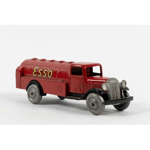 264 - A well restored Dinky Toys France. 25D ESSO fuel tanker, red body and black chassis with Zamak wheel... 