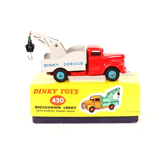 302 - A scarce late issue Dinky Toys Commer Breakdown Lorry (430). An example with red cab and chassis, li... 