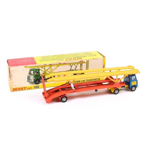 305 - Dinky Toys A.E.C. Hoynor Car Transporter (974). An example with metallic blue cab with SC to doors a... 