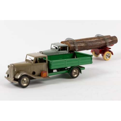 316 - 2 Scarce Tri-ang Minic lorries, Grey cab with rear steering wheels, chrome running boards, Shell pet... 