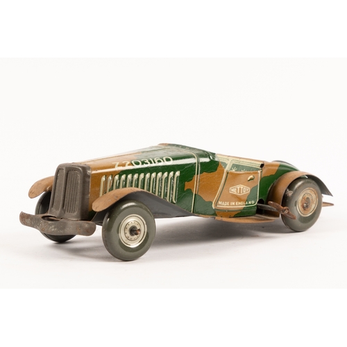 362 - A rare Mettoy Army MG with a Y.M.C.A. Caravan. MG in green and brown camouflage, vehicle number Z203... 